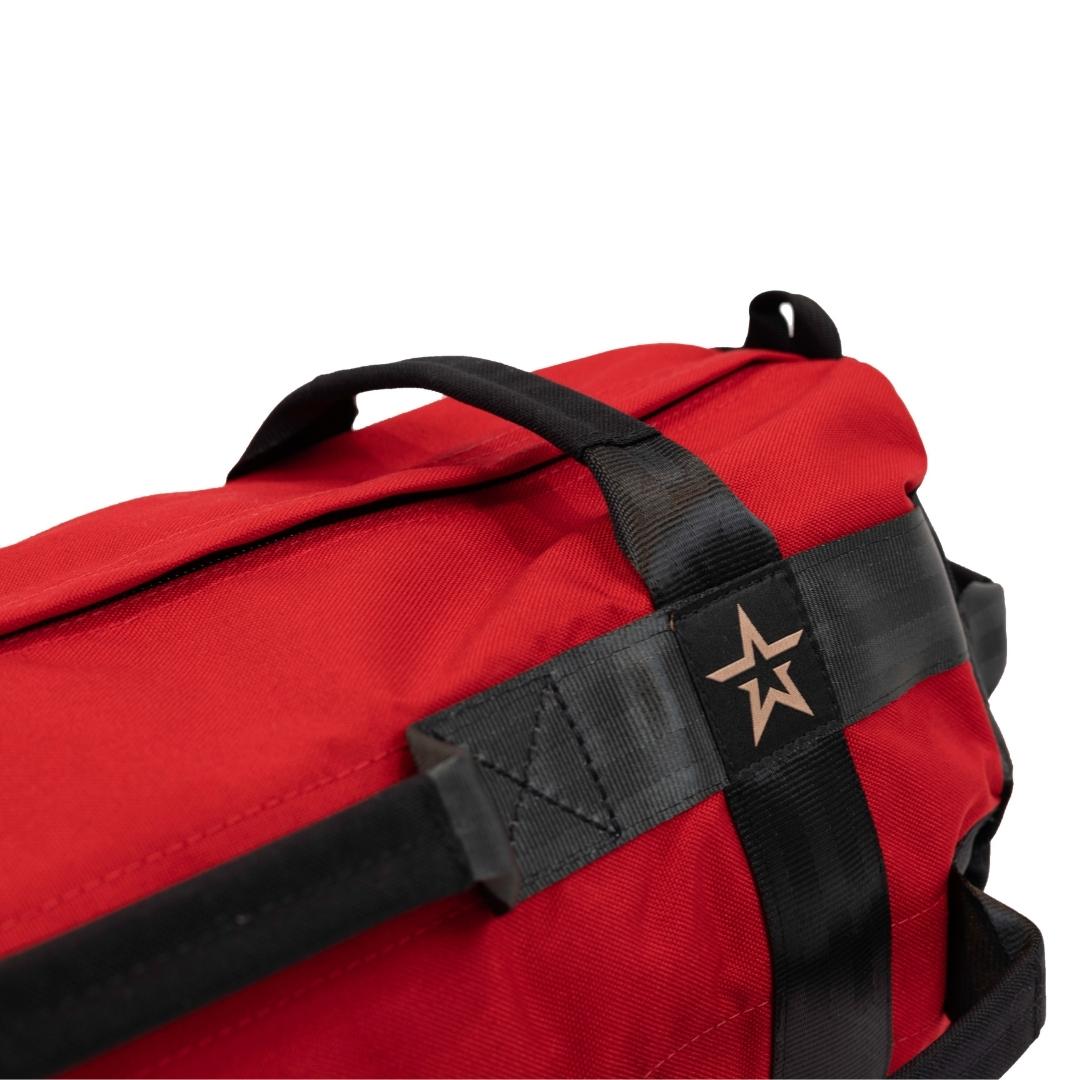 Red 1000D black seatbelt web with  8 handles